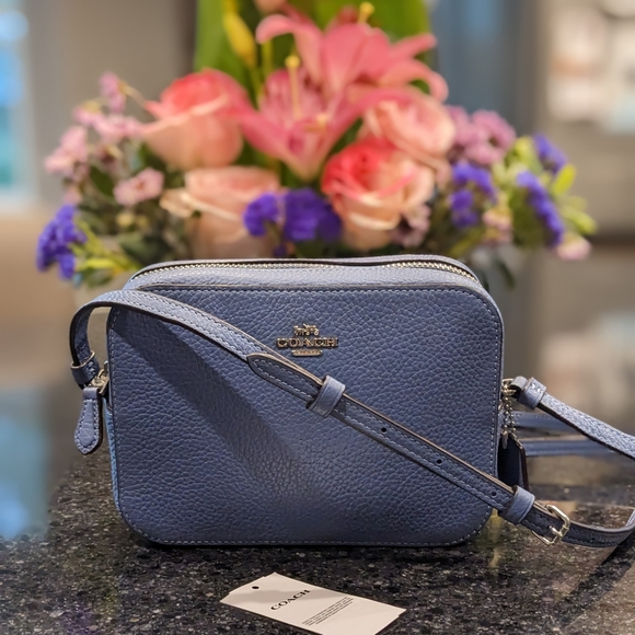 Coach Mini Rowan In Signature Canvas Silver /Bright Blue Leather Price